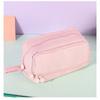 Double-layer Double-window Pencil Bag, Solid Color, Simple Multi-function, Large-capacity Storage Bag, Dirt-resistant Stationery Storage Bag