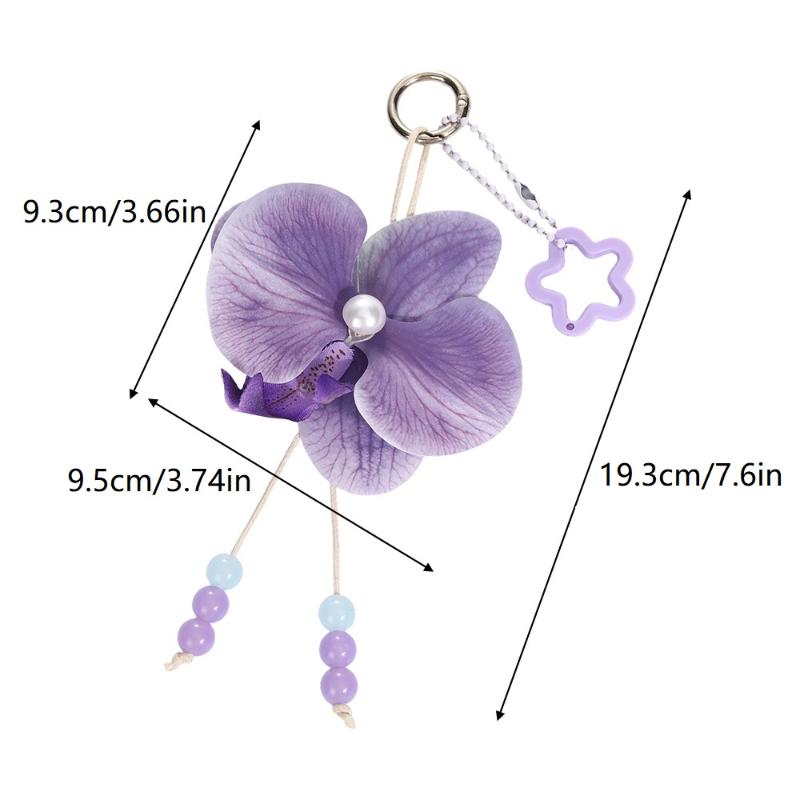 Simulation Flower Orchid Lily Keychain Backpack Decoration Colorful Flower Bag Pendant Butterfly Orchid Keychain