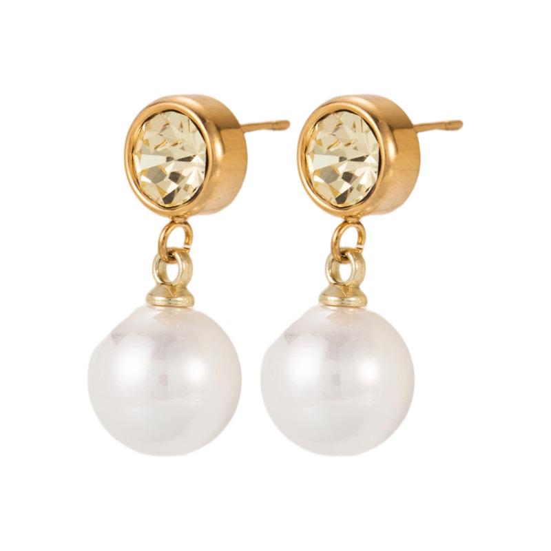Pearl Birthstone Stainless Steel Stud Earrings - Versatile, High-End, Chic Women's Accessories