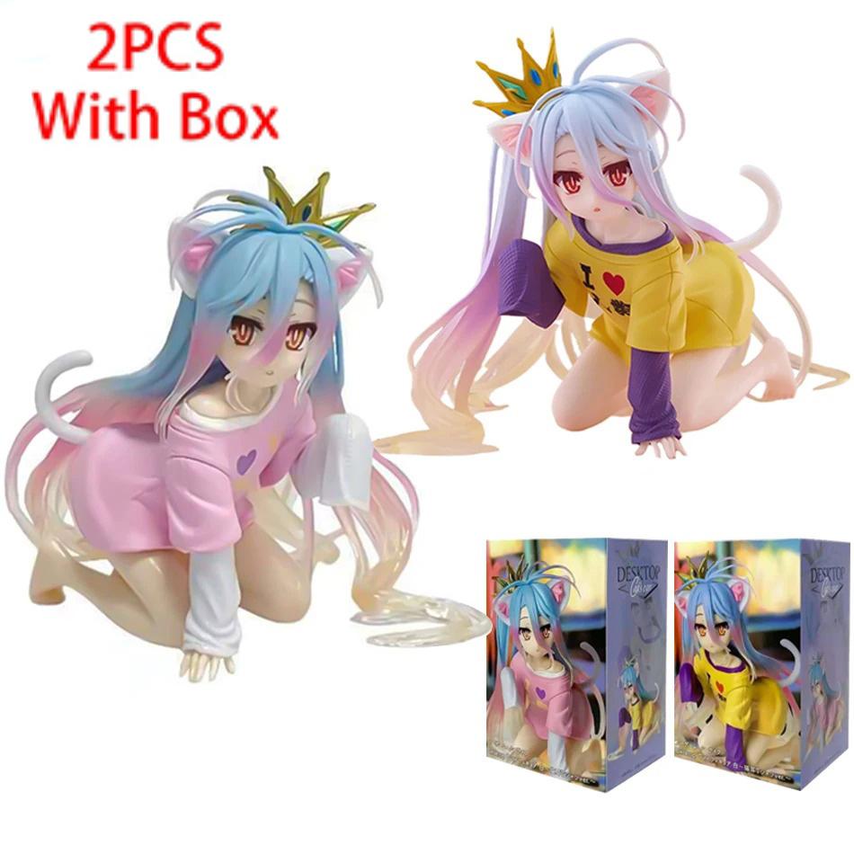 Auf Lager Anime no game no life: zero shiro desktop niedliche weiße Figur für Katze Ohr T-Shirt 10cm Modell Spielzeug Figur Ornamente Geschenk