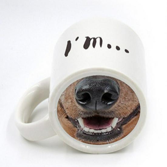 Pig Nose Ceramic Mug - Stylish & Creative Dog Nose Prank Cup 301-400ml