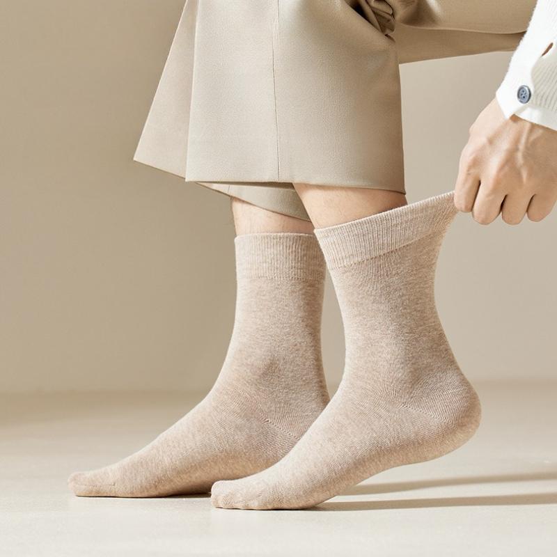 Cotton Solid Color Mid-calf Socks Women's Fall and Winter Stocks Boneless Mid-calf Socks