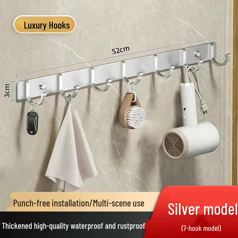 Adhesive Space Aluminum Hook for Bathroom & Kitchen - Punch-Free Coat & Clothes Hanger 
