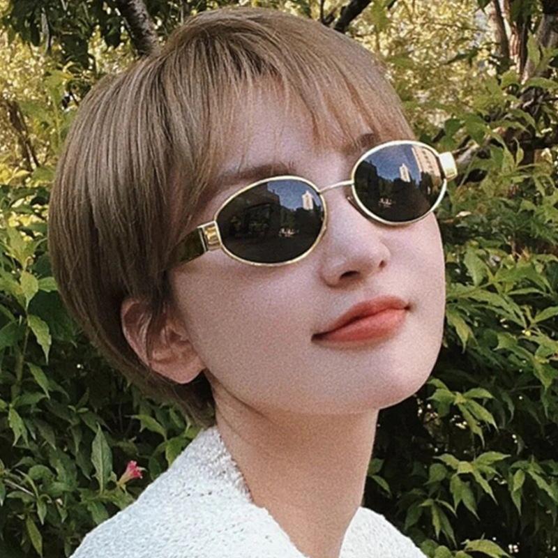 HongKong Style Sunglasses Woman Oval Shape UV400 Protection Men's Sun Glasses Vintage Retro Stylish Women Sunglass