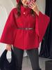 Belt Poncho Capes Women Black Cloaks Winter Coats Woman Bat Sleeve Cape Coats Fashion Women's Cape Jacket