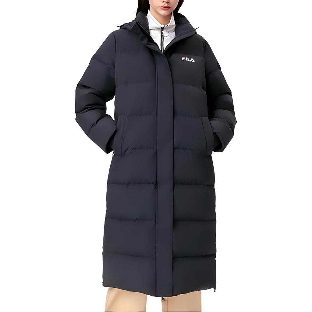 FILA Logo Printed Loose Thick Warm Down Jacket Women outerwear Legendary-Blue F51W348956A-NV
