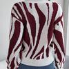 Herbst Winter Vintage Locker Langarm Oberteil Druck Farbe Strickjacke Strickware V-Ausschnitt Pullover