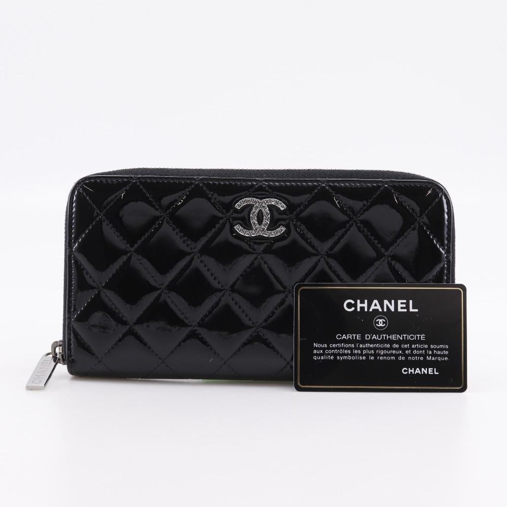 CHANEL brilliant Purse A50106 Zip Around black enamel Women Used
