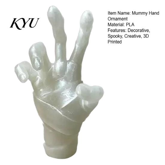 Luminous Zombie Palm Statue 3D Printed Glow in The Dark Mummy Hand Ornament, Spooky with Bandage, Fluorescent Ancient Tomb Decor Realistic Figurine