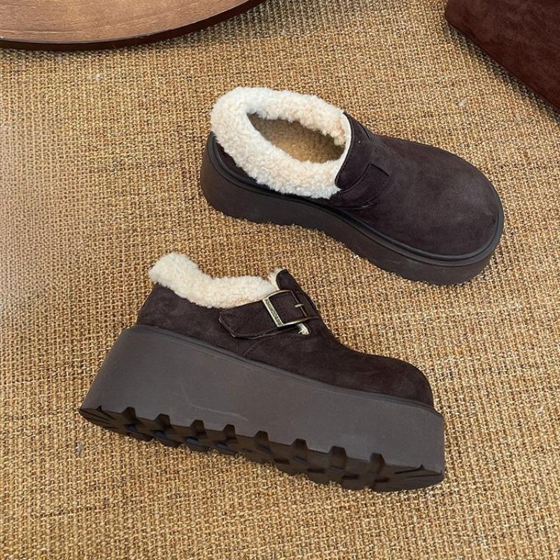 Thick-soled Height-increasing Shoes, Women's Snow Boots, Suede Wrapped Shoes, and Warm Cotton Shoes