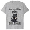 Black Cat Coffee Tshirts Women Pet Cartoon Tshirts You Smell Like Drama Print Womens Clothing Cat Mom Women Tee TShirts Tops