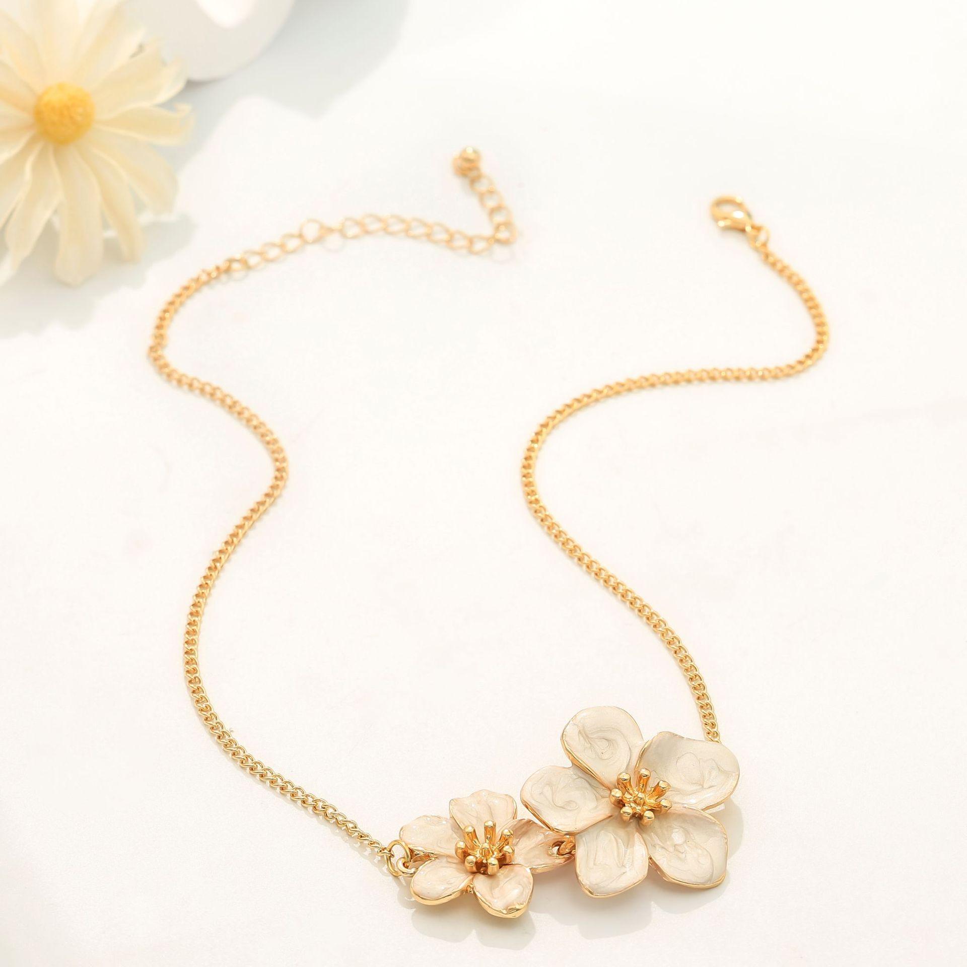 

Цветочное ожерелье, цепочка на ключицу, рождественский подарок, подарок для нее, повседневное ожерелье белый