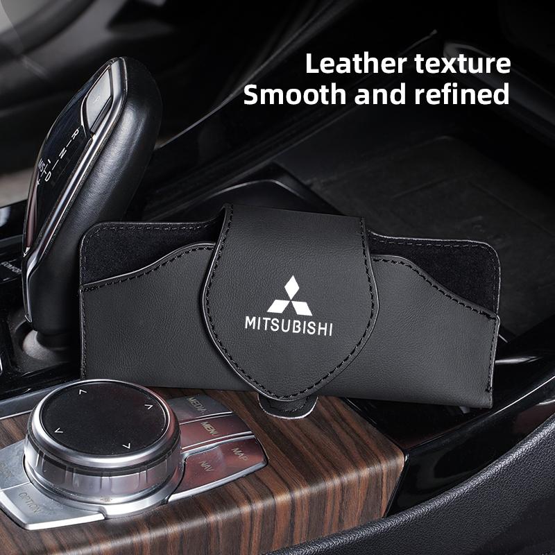 nlvc3 Car Glasses Case Sun Visor Leather Eyeglass Clip Auto Interior For Mitsubishi Eclipse Lancer Outlander Pajero Colt Delica Triton