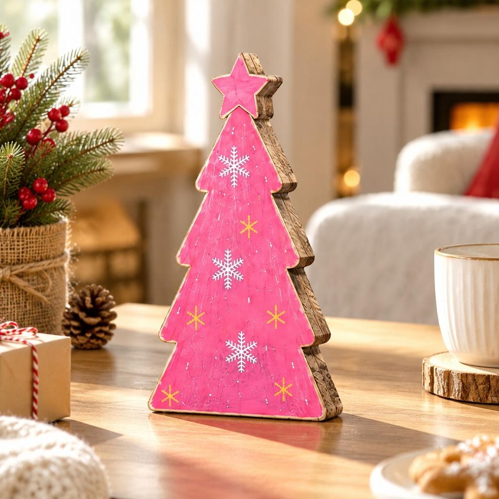 Christmas Tree Shaped Wooden Tabletop Decoration for Christmas Holiday Home Decor