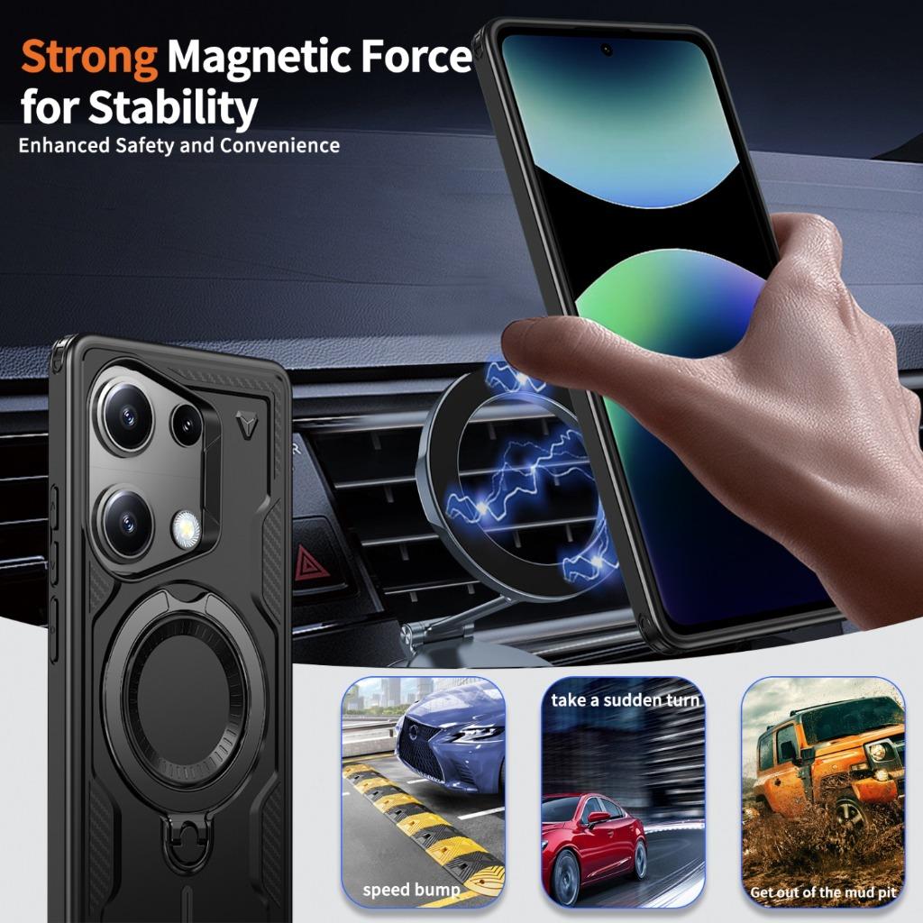 For Magsafe Phone Case For Xiaomi Redmi Turbo5 Max Turbo4 Note 13 14 15 Pro+ Plus 5G 14S 13R 360° Magnetic Ring Holder Cover