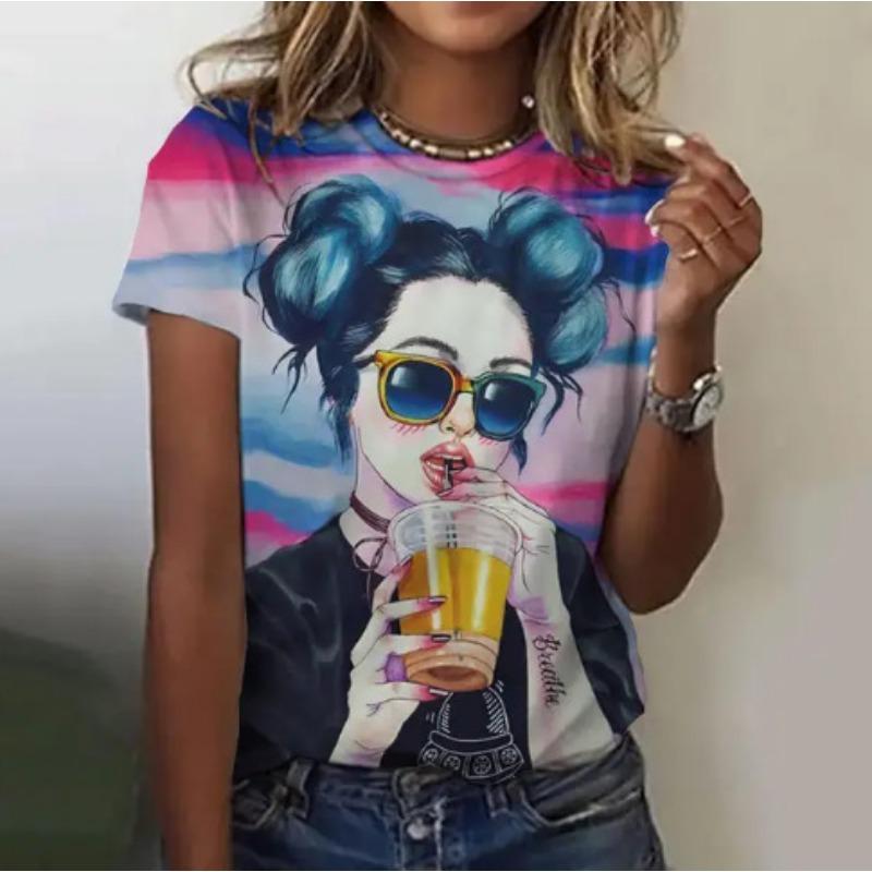 Summer Fashion 3D Digital Printed Loose Casual Short Sleeved Top T-Shirts Women’s