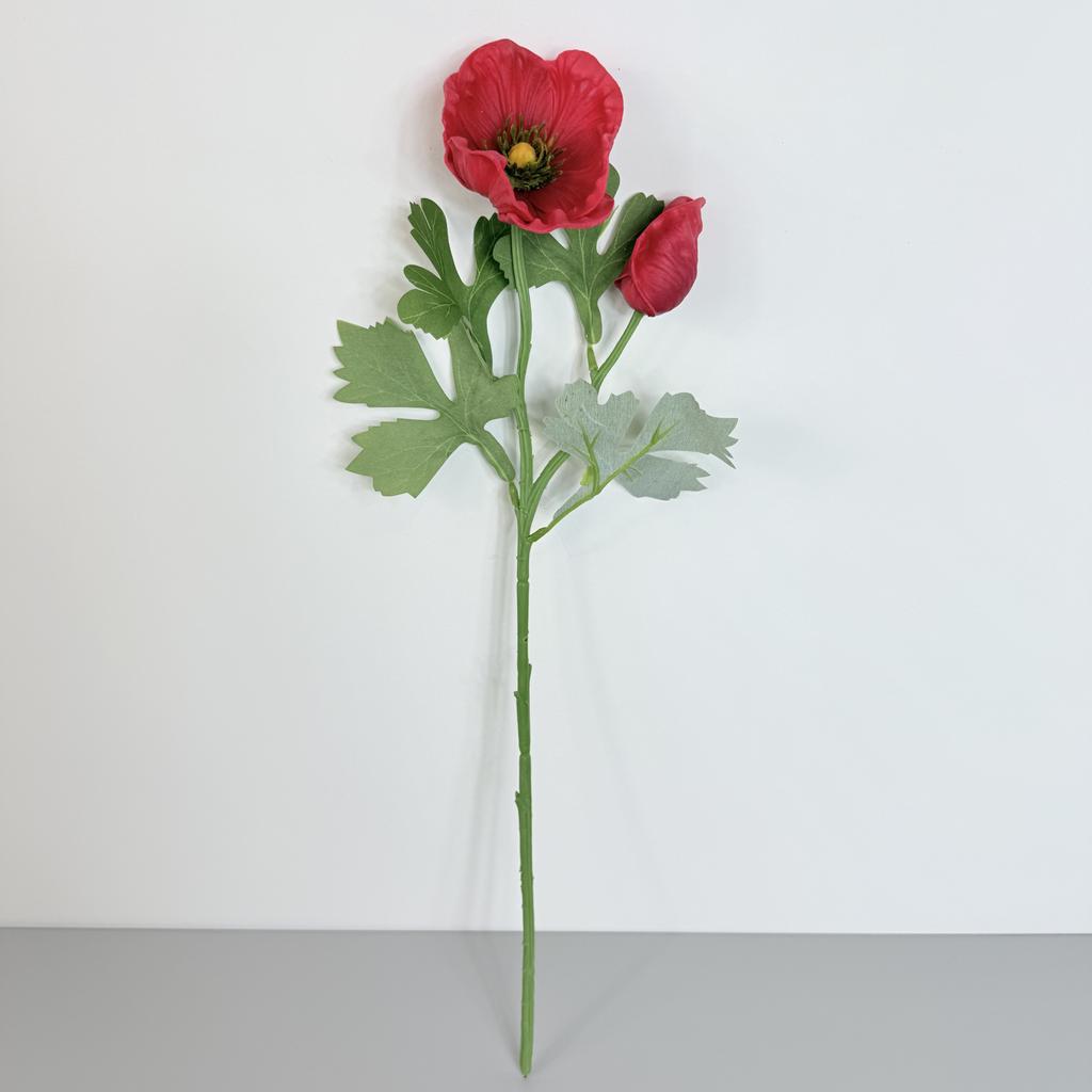 Gałązka - mak piankowy czerwony 44 cm