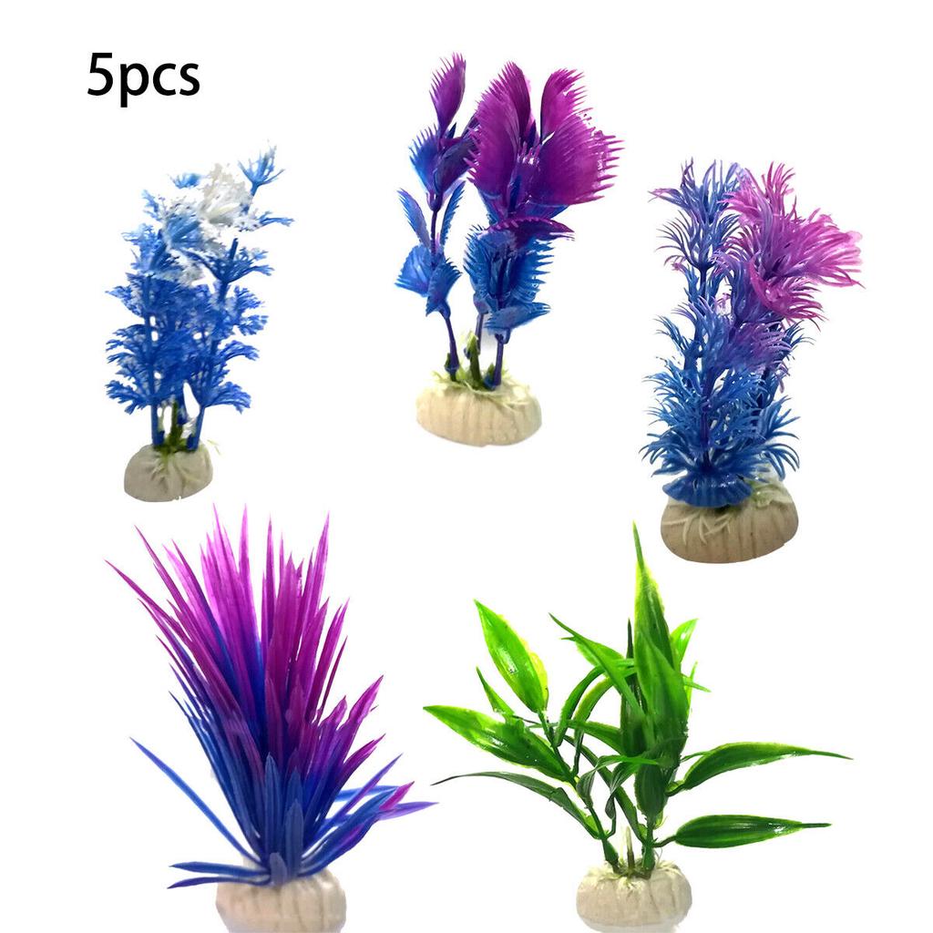 Buy 5x Artificial Fish Tank Plants Aquarium Aquatic Decor Grass