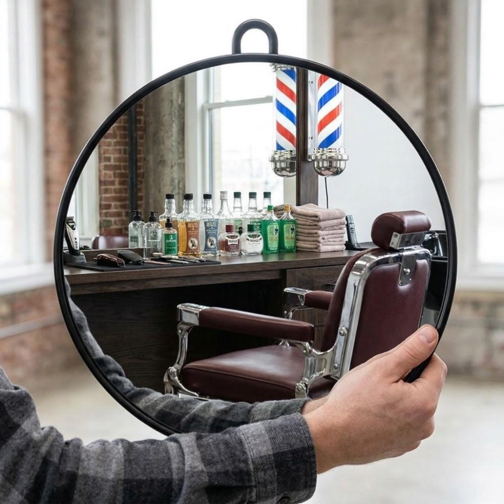 Easy To Install Barber's Hair-cutting Mirror Professional Handheld Makeup Mirror  Hair Salon