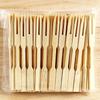 100PCS Bamboo Disposable Wooden Fruit Fork Fruit Toothpick Dessert Fork Set Party Home Tableware Supplies Disposable Forks SGC02