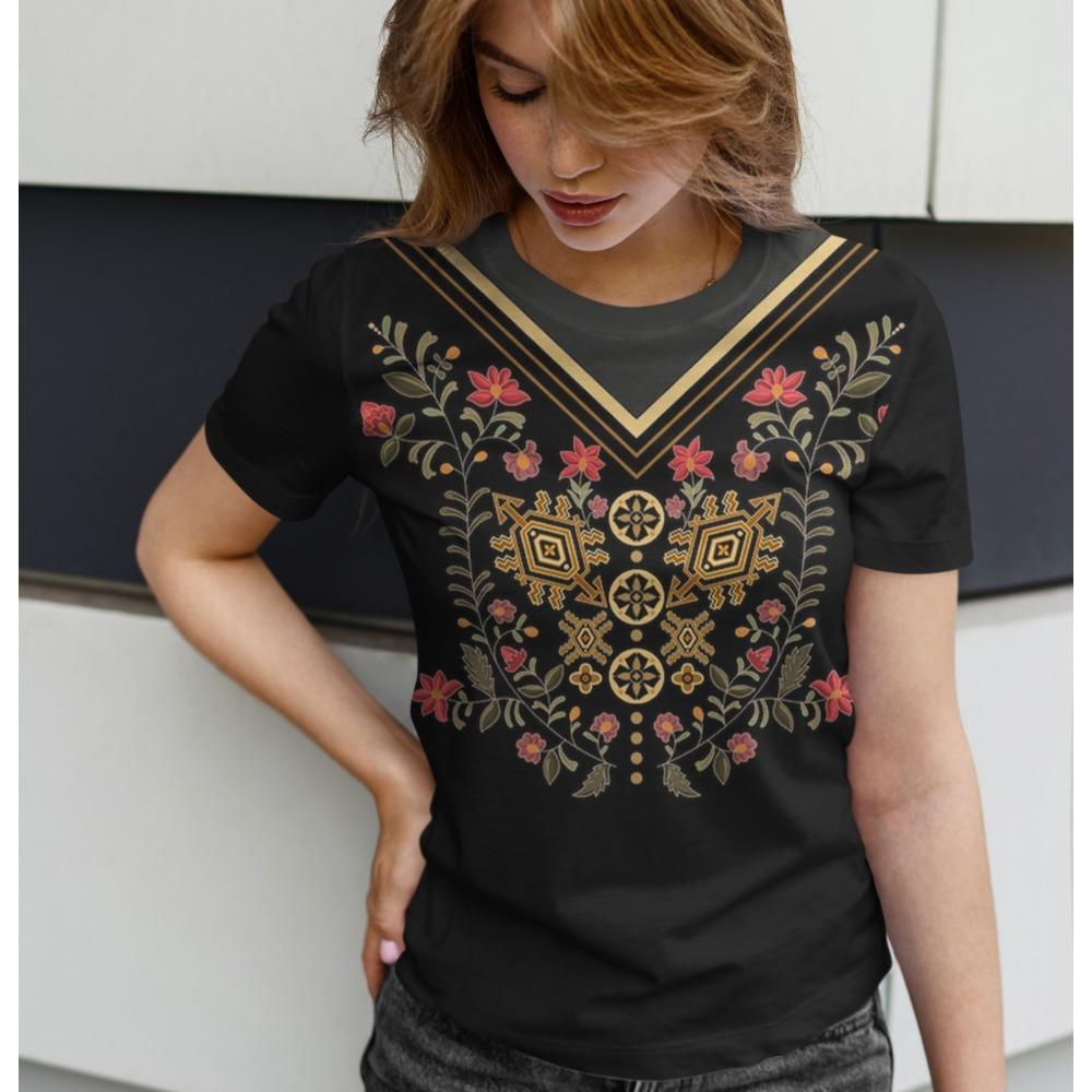 Women Boho Tribal Print Pattern Bohemian Style Vintage Full Sublimation Shirt