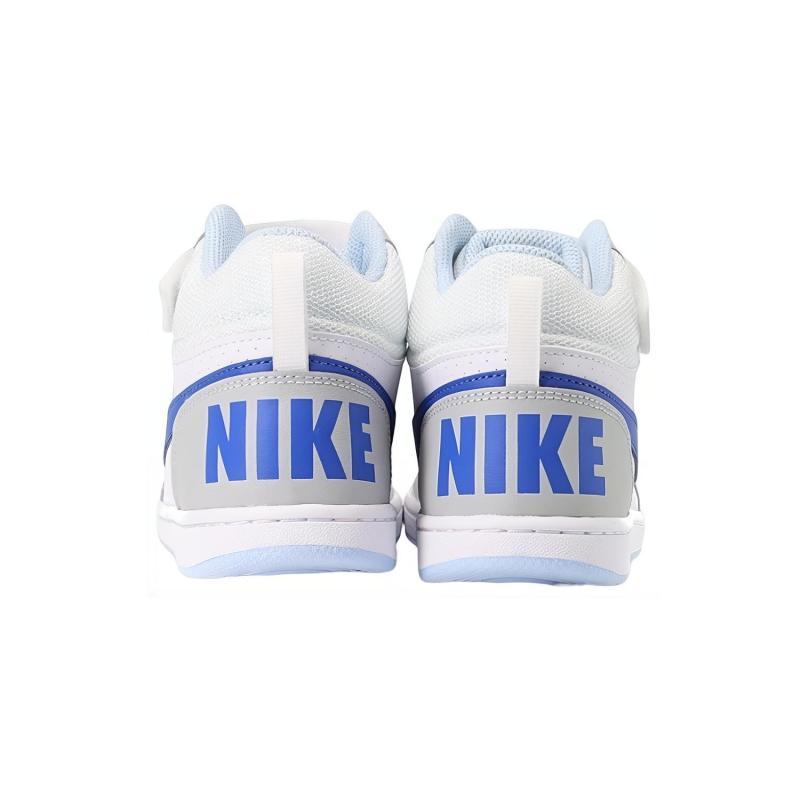 Nike Court Borough Cushioning, Wear Resistant Mid top Kids' Skateboarding Shoes White Blue Children Aged 3 7 Years Old Sneakers FB7178-141