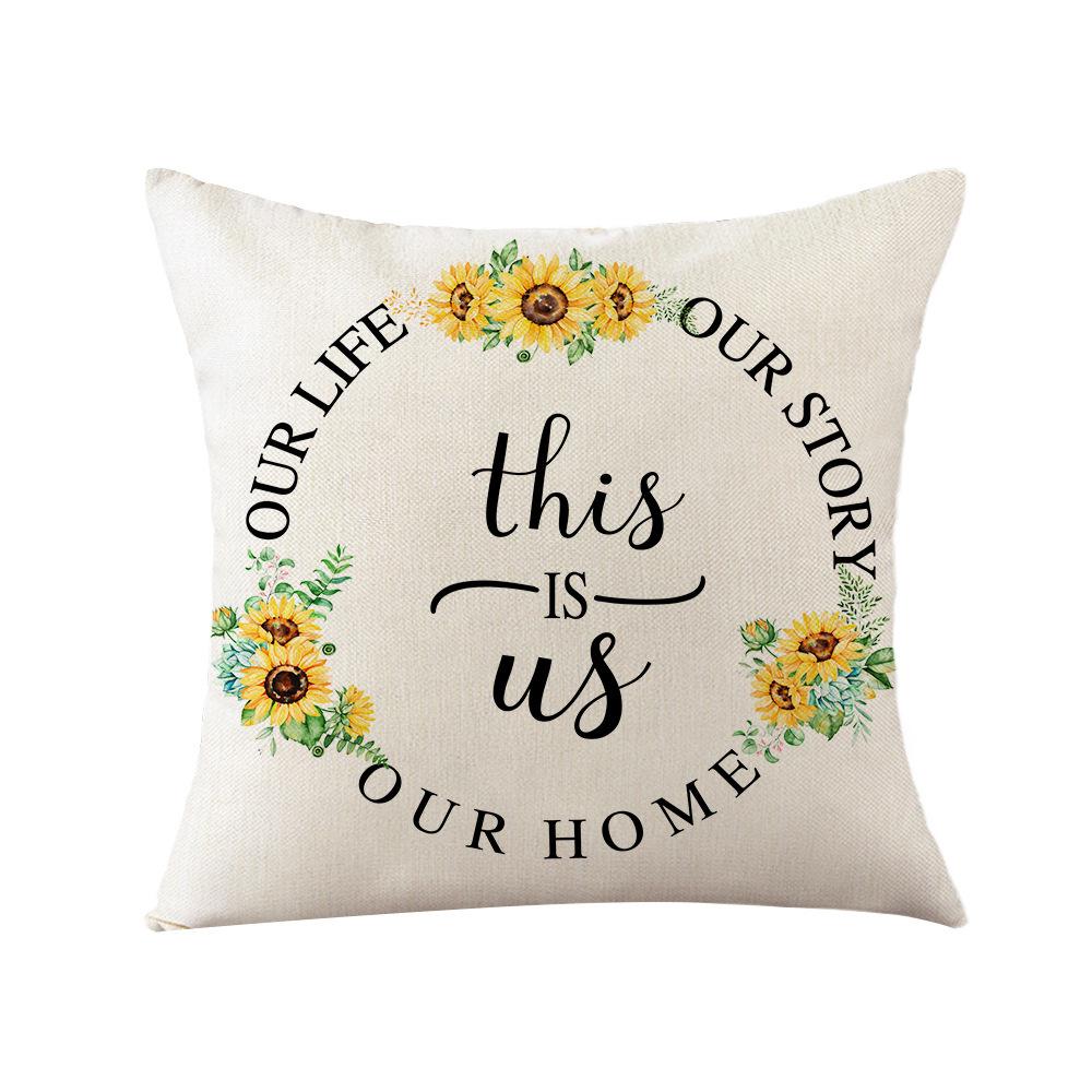 Home Decoration Pillowcase Set Watercolor Plaid Sunflower Pillowcase Spring High-end Home Cushion Cover