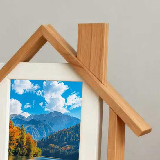 Holzhausförmiger Fotorahmen Handgefertigtes Haus Tisch-Bilderrahmen für Mutter Oma Kinder Familie Hochzeitsgeschenk