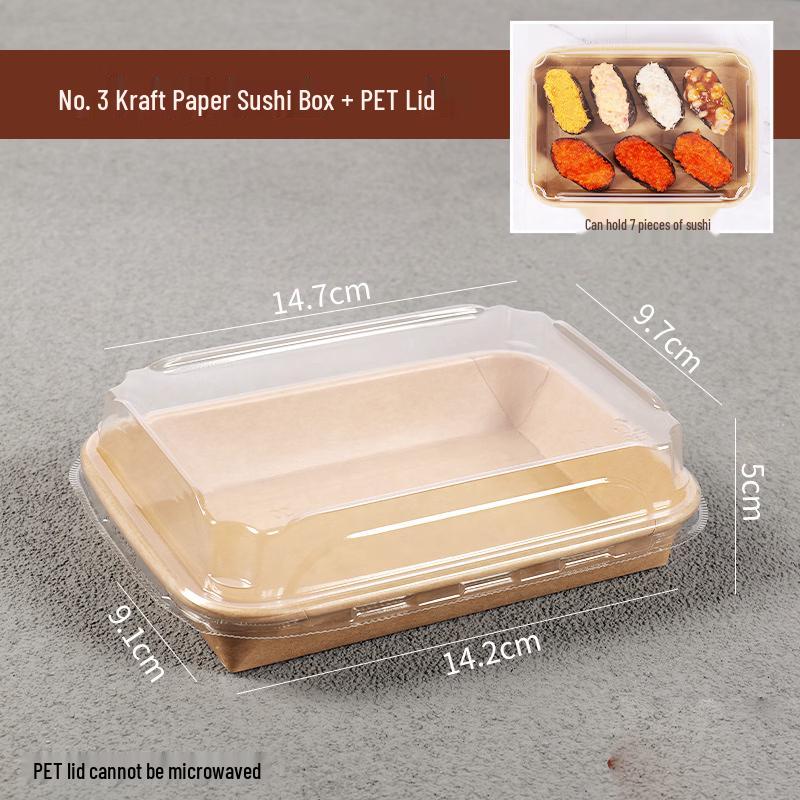 Disposable Kraft Paper Sushi Containers with Lids
