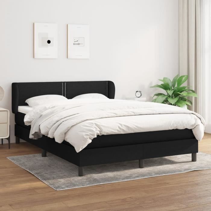 3126159 vidaXL Divan Bed with Mattress Black 140x190 Cm Fabric