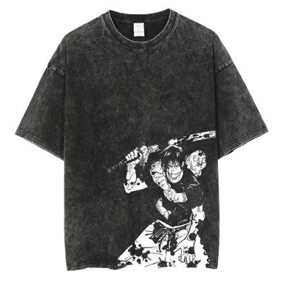Streetwear Estate Manica Corta Vintage T-shirt Anime Giapponese Grafica Stampa T-shirt Uomo Casual Larga Lavata Tee