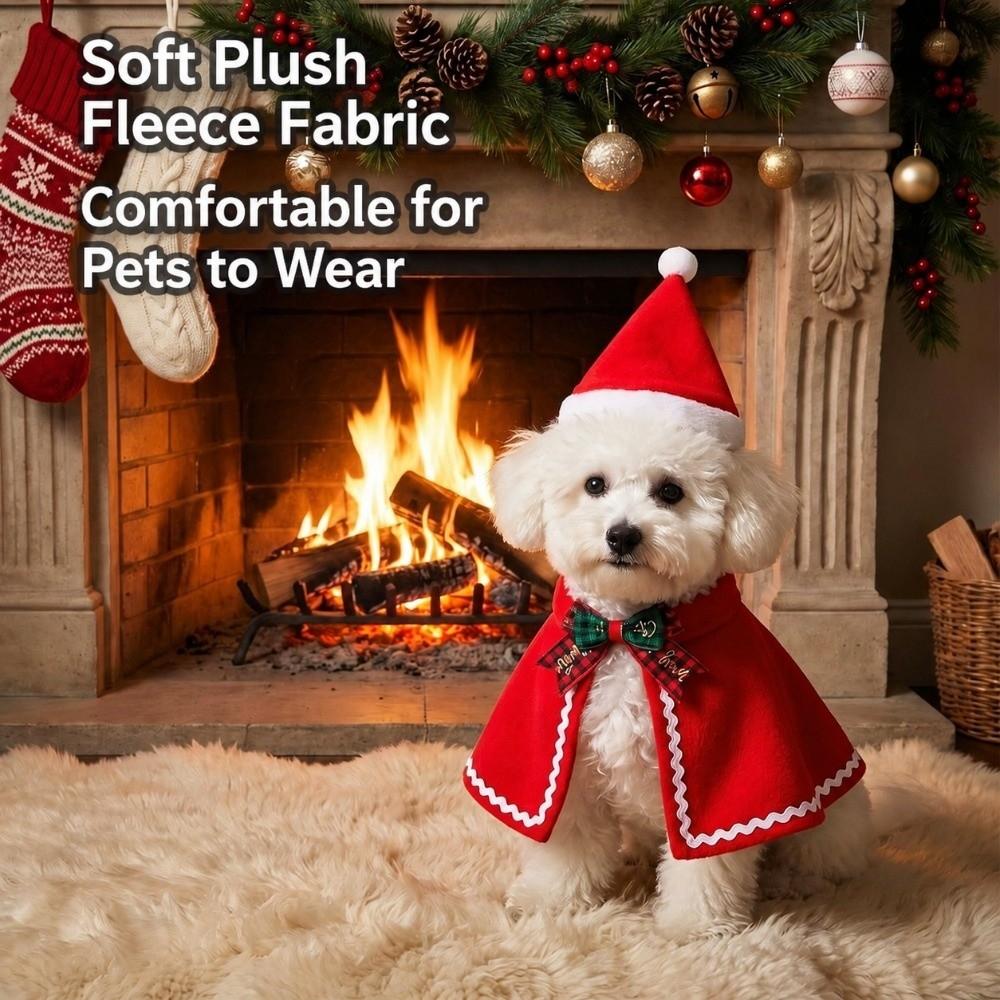 Lace Trim Pet Christmas Costume Soft Fabric Cat Xmas Clothes Home Holiday Decor
