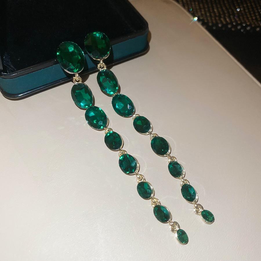 Rhinestone Oval Tassel Stud Earrings Elegant Luxury Fashion Jewelry for Women