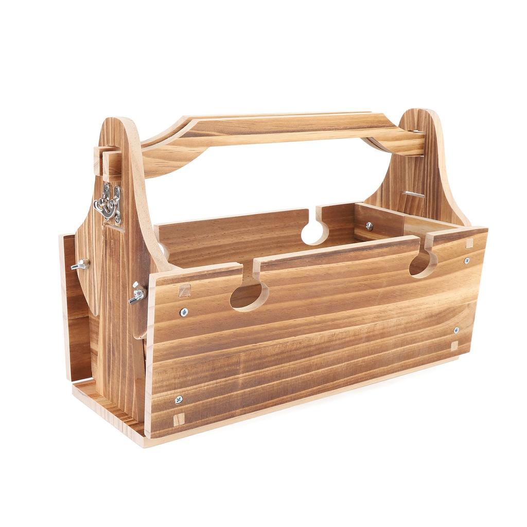 Wooden Folding Picnic Basket Table Outdoor Portable 2 in 1 Vintage with Wine Glass Holder