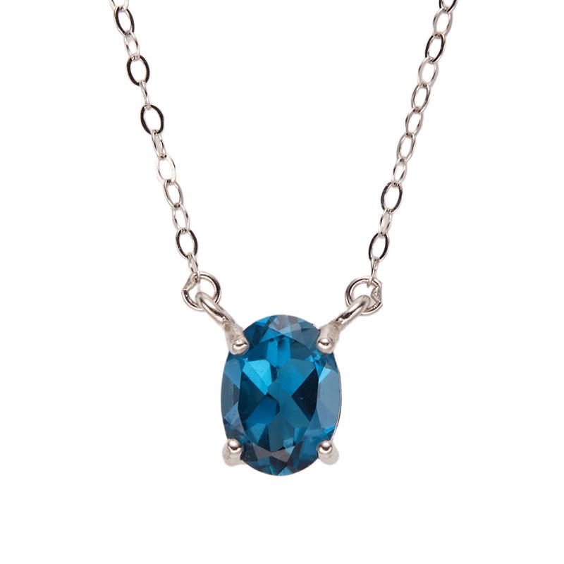 S925 Sterling Silver Clavicle Chain with Multi-Color Gemstone Pendant for Women