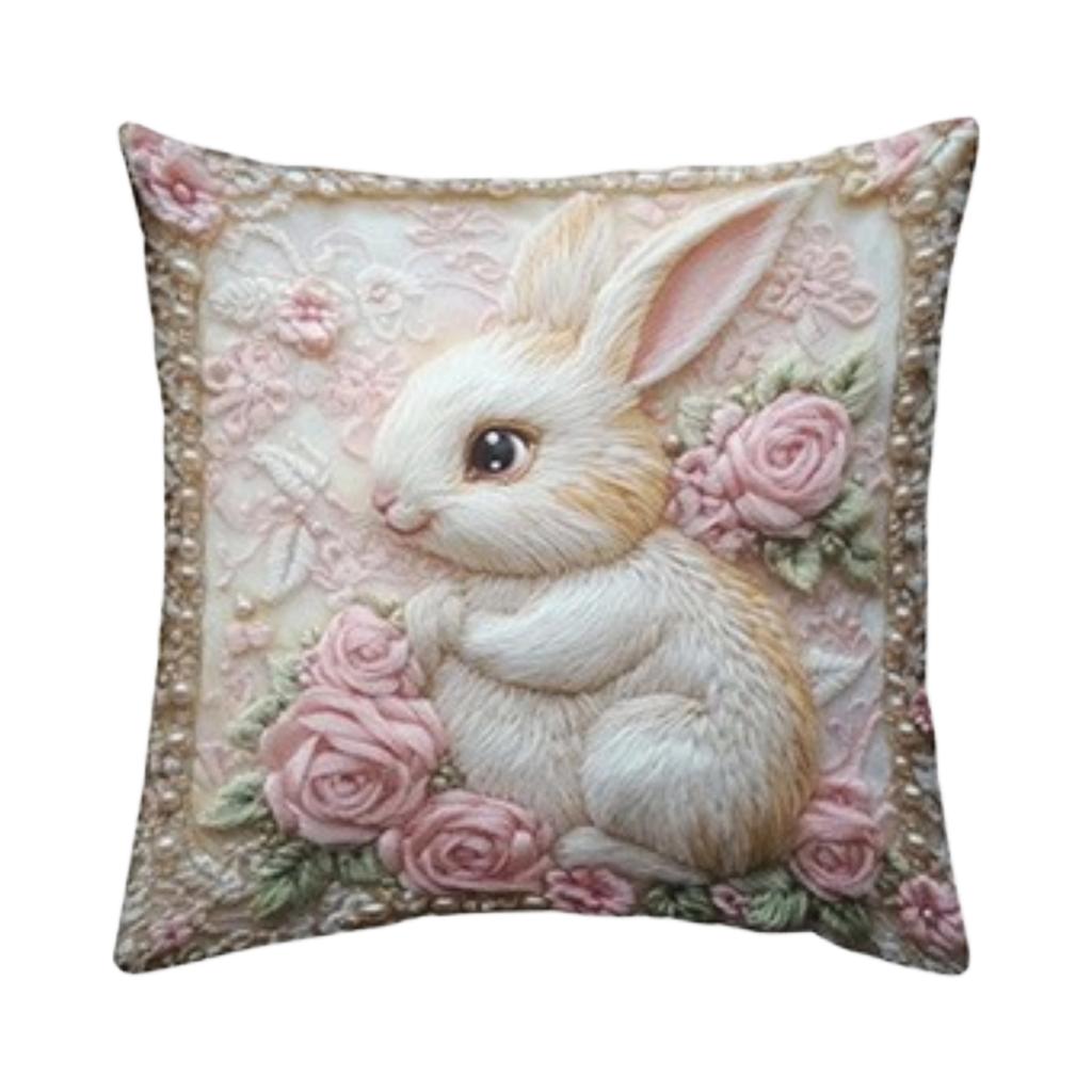 Imitation 3D Rabbits Pillow Cover For Holiday Decoration, Living Room Sofa Cushion, Pillowcase (without Core)