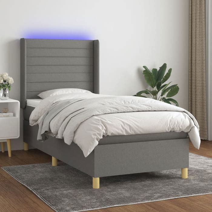VidaXL Sommier à Lattes de Lit avec Matelas et LED, Lit Rembourré, Lit Simple, Lit Adulte de Chambre à Coucher Intérieur, 3138926