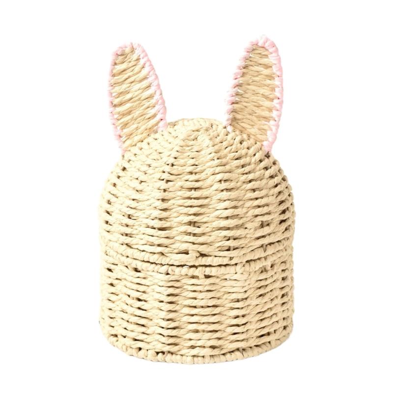 Artisanal Handwoven Rabbits Ears Basket for Easters Decoration and Home Storage Solution