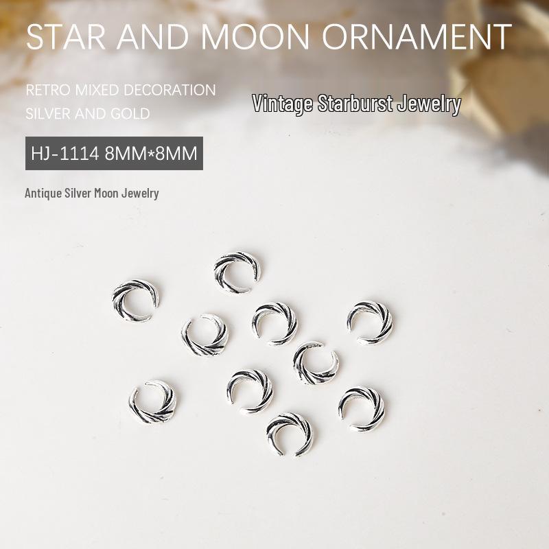 

Retro Starburst & Crescent Nail Art Metal Embellishments (10 Pieces)