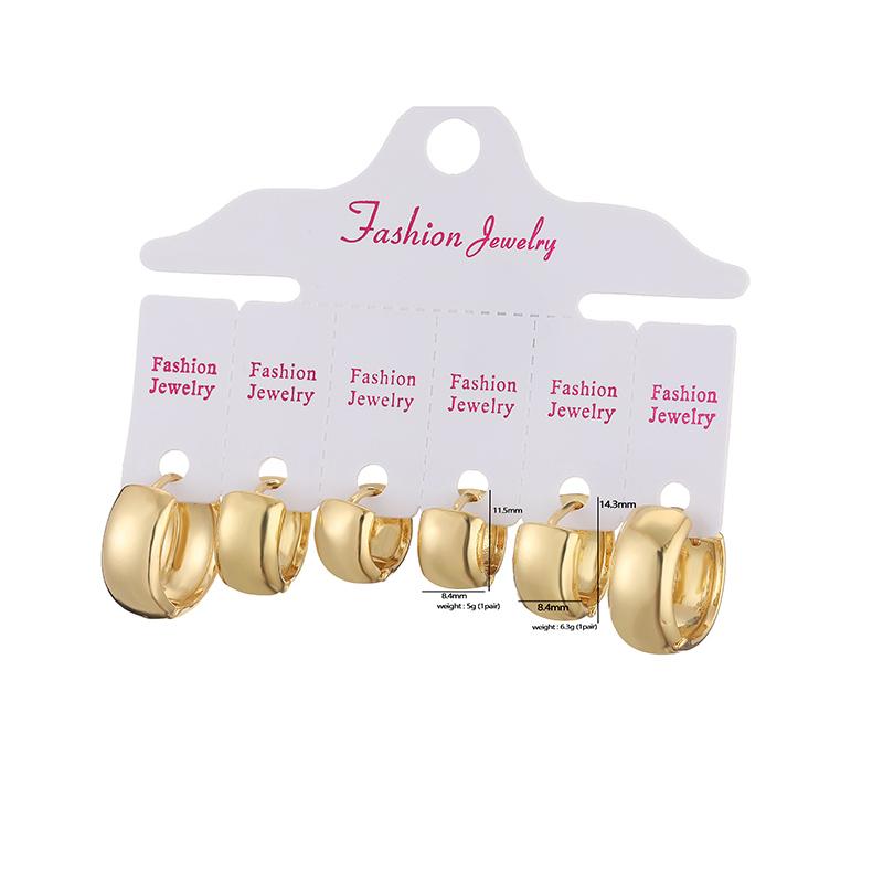 

HECHENG, 18K gold plated 3 different styles of simple fashion delicate ladies earrings set birthday party gift set