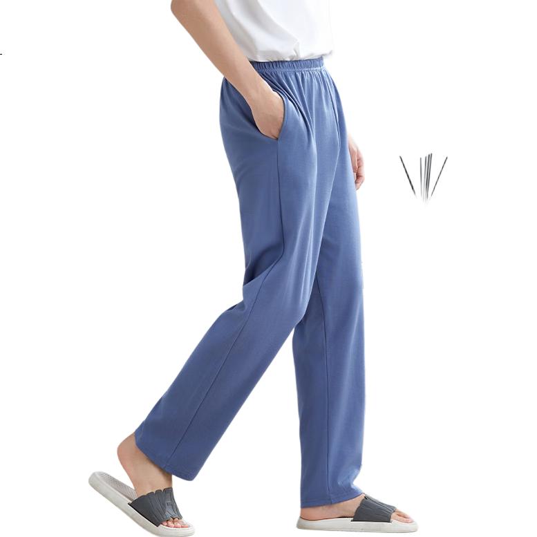 LANGSHA 100% Cotton 10A Antibacterial Men's Pajama Pants Men's Autumn and Winter Long Pants Plus Size Casual Home Wear Pants