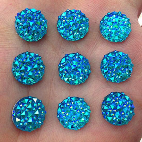 DIY 40Pcs 12mm Round AB Resin Flatback Rhinestones for Phone Wedding Crafts