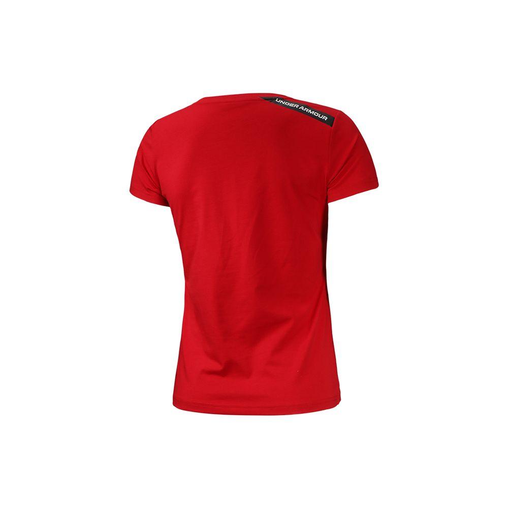 Under Armour Printed Logo Athletic Moisture-Wicking Knit Crew Neck Short Sleeve T-Shirt Women tops Red 22500520-600