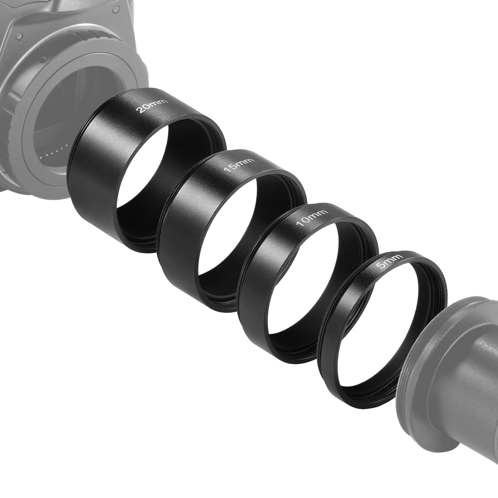 

NEEWER 4pcs T2 Extension Tube Kit 5mm 10mm 15mm 20mm Extension Tubes with Double Sided Threads Telescope Accessories for Astrophotography M42x0.75mm