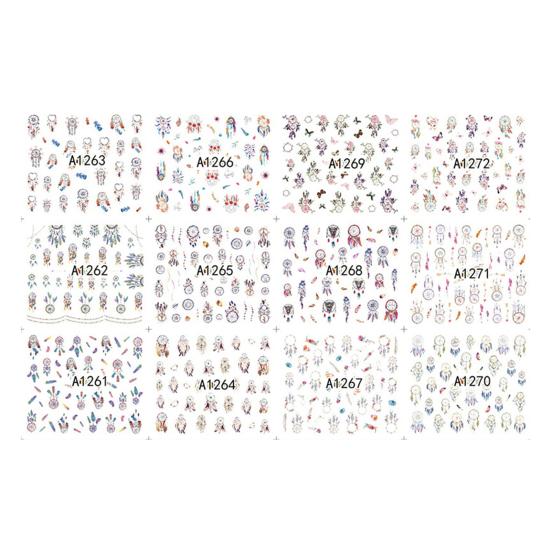 Nálepka na nehty s 12 listy s tištěným vzorem Vodotěsná Nálepka na nehty pro ženy s více styly pro krásu