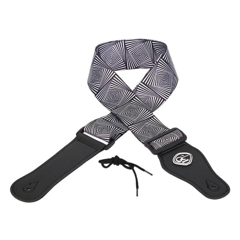 Verstärkter gepolsterter Schultergurt Gitarrenspielgurt für Gitarren Bass mit Plektrum-Aufbewahrungsschlitz Polyester-Konstruktion