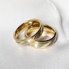Titanium Steel Couple Rings Gold Color Simple Design Twisted Pattern Matching Rings for Couples