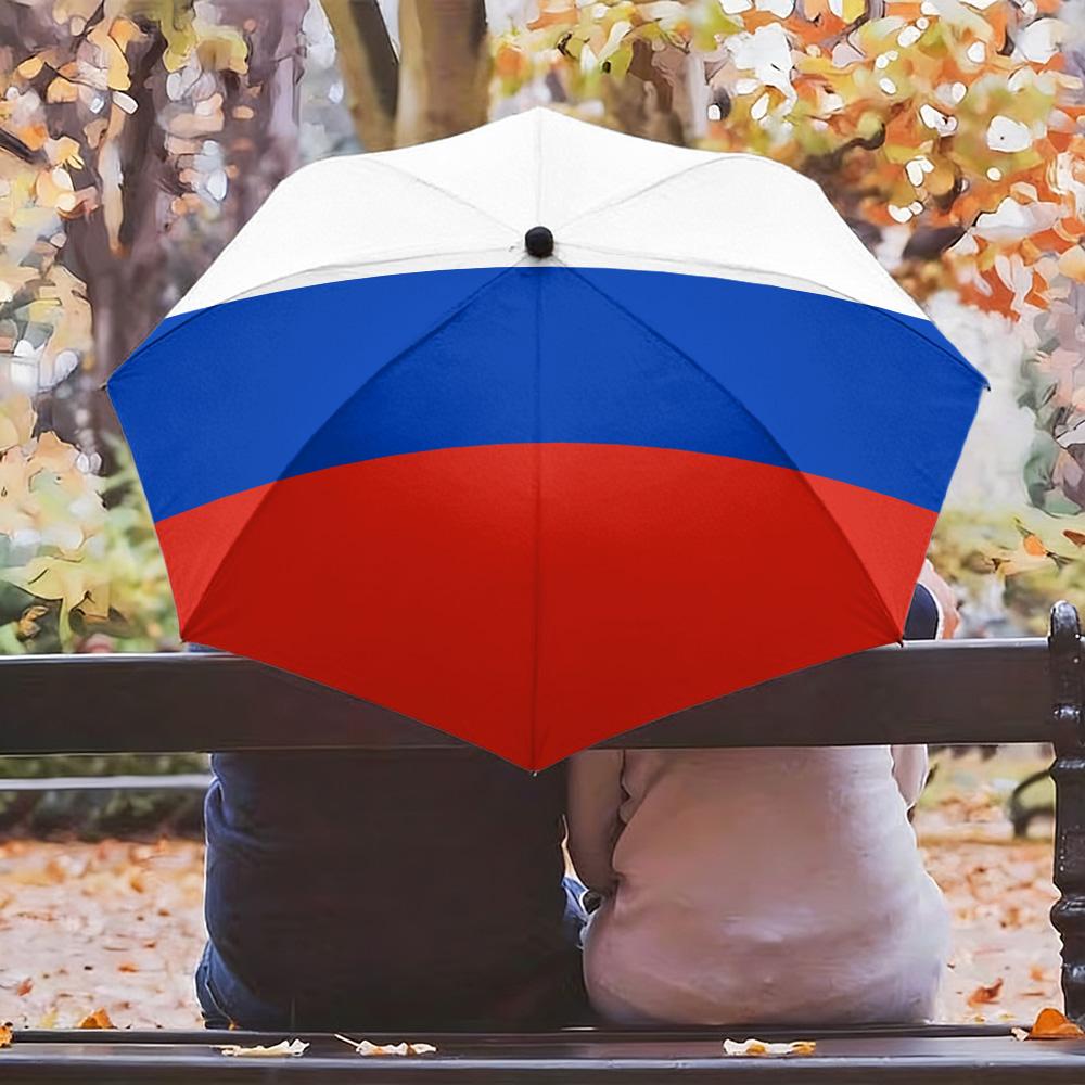 Автоматический складной зонт с принтом флага России (бело-сине-красные горизонтальные полосы), водонепроницаемый, ветрозащитный, компактный, для путешествий Iron&8K