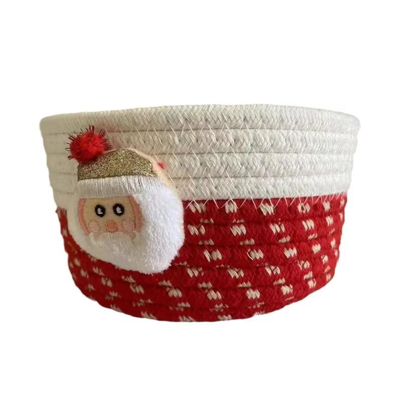 1/2Pcs Cute Woven Basket Shelf Desk Storage Organizer Cotton Rope Braided Basket for Car Keys Dog Toys Makeups Christmas Decor