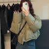 Glossy leave-in PU leather down cotton-padded clothes women's short stand-up collar new small bread clothes cotton-padded jackets trendy